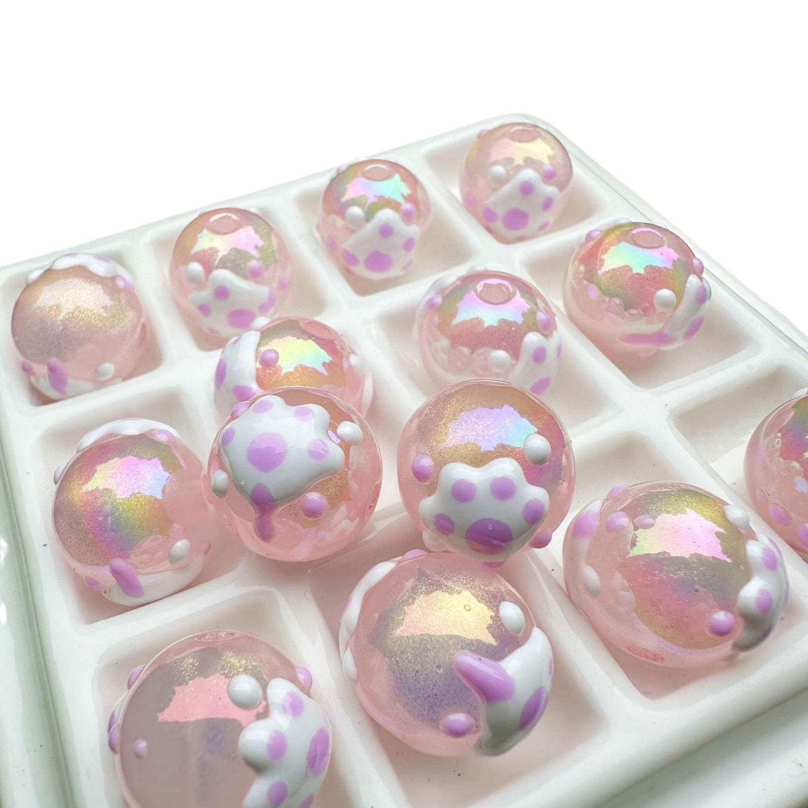 Wholesale 10PCS Cat Claw Hand Painted Beads Gold Powder Acrylic Beads Handmade DIY Beads